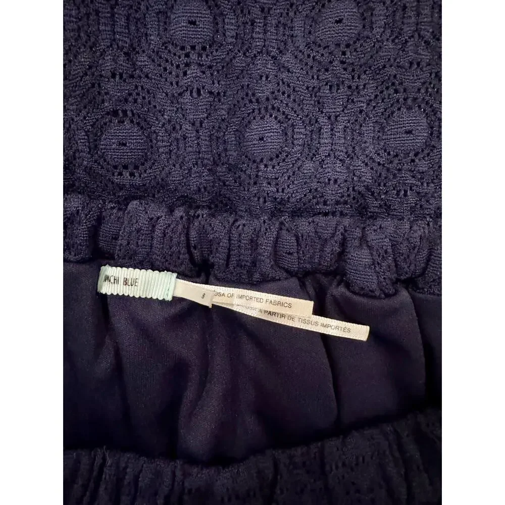 Kimchi Blue by Urban Outfitters Off Shoulder Navy Blue Blouse Women's Small Twee - Picture 9 of 11